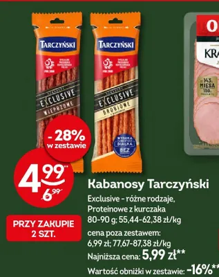 Kabanosy Exclusive - różne rodzaje, proteinowe z kurczaka promocja w Żabka