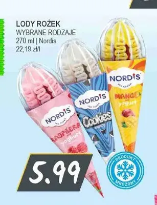 Lody rożek Nordis Cookies promocja w Słoneczko