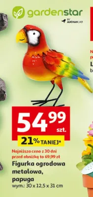 Figurka ogrodowa metalowa, papuga promocja w Auchan