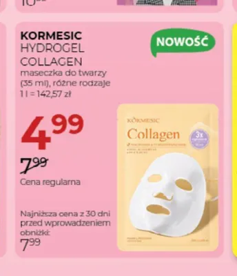 Maseczka do twarzy Kormesic Hydrogel Collagen promocja w Drogerie Jawa