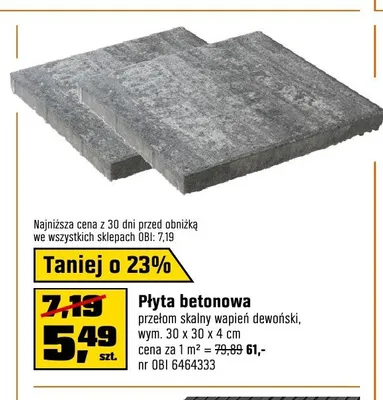 Płyta betonowa promocja w OBI