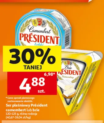 Ser pleśniowy brie naturalny Président promocja w Auchan