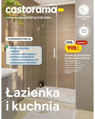 Drzwi prysznicowe przesuwne Ledava promocja w Castorama