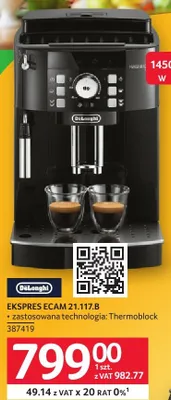 Ekspres ECAM 21.117.B DeLonghi promocja w Selgros