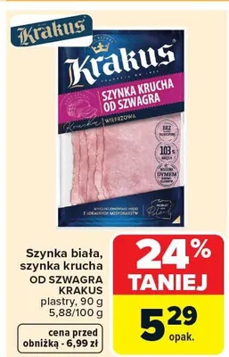 Szynka biała, szynka krucha od szwagra promocja w Carrefour Market