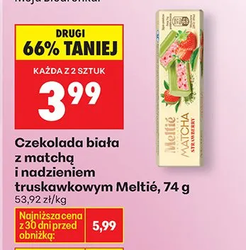Czekolada biała z matcha i nadzieniem truskawkowym promocja w Biedronka