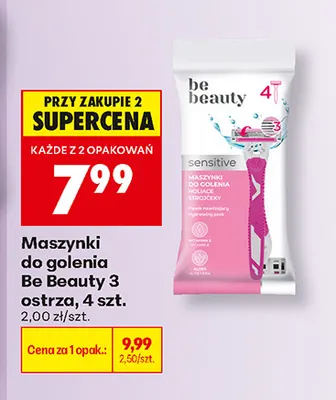 Maszynki do golenia Be Beauty Sensitive 3 ostrza 4-pak promocja w Biedronka