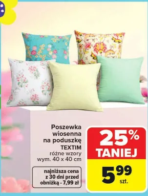 Poszewka wiosenna na poduszkę textim promocja w Carrefour
