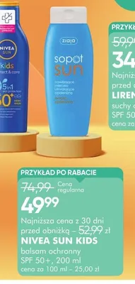 Balsam ochronny SPF 50+ Nivea Sun Kids promocja w Super-Pharm