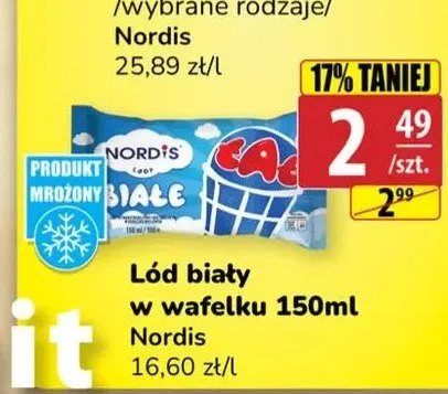 Lód biały w wafelku Nordis 150ml promocja w API Market