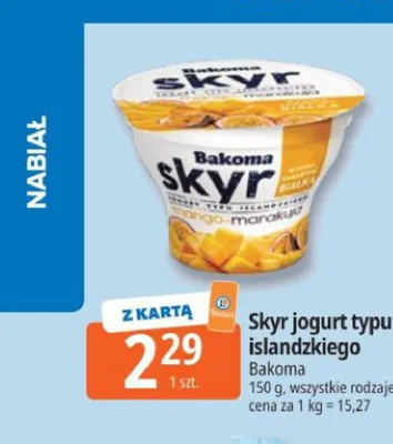 Skyr jogurt typu islandzkiego Bakoma promocja w Leclerc