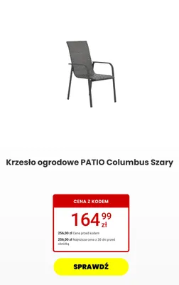 Krzesło ogrodowe PATIO Columbus Szary promocja w Media Expert