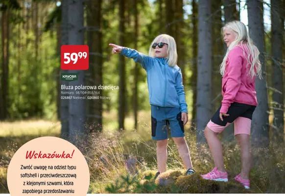 Bluza polarowa dziecięca Kayoba Outdoor różowa promocja w Jula