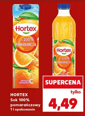 Sok pomarańczowy Hortex 100% promocja w Kaufland