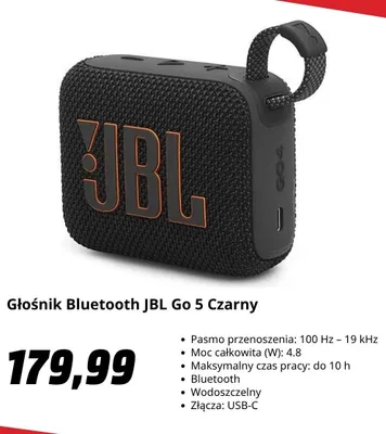 Głośnik Bluetooth JBL Go 4 Czarny promocja w Media Markt