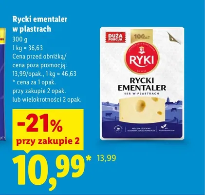 Ser Rycki Ementaler w plastrach Ryki promocja w Lidl