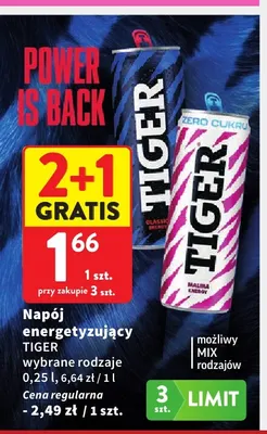 Napój energetyzujący Tiger promocja w Intermarche
