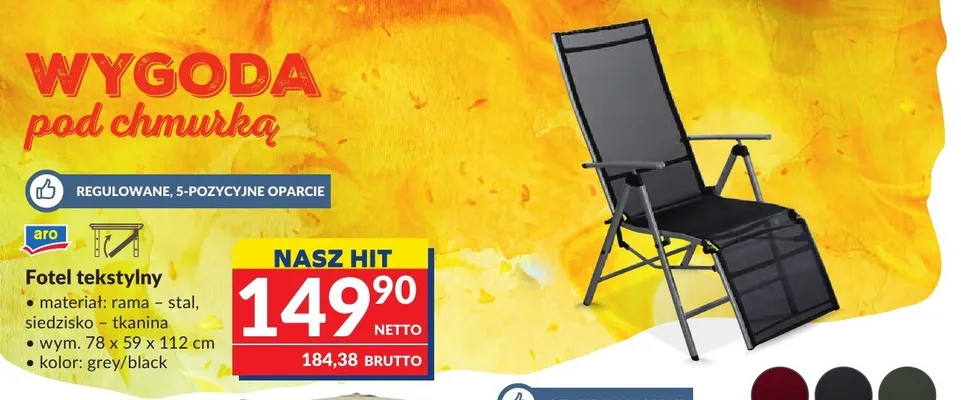 Fotel tekstylny aro promocja w Makro