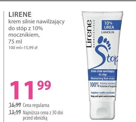 Krem silnie nawilżający do stóp z 10% mocznikiem promocja w Hebe