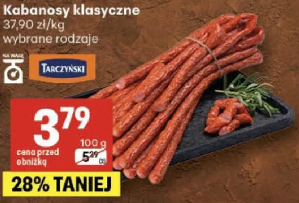 Kabanosy klasyczne Tarczyński promocja w Delikatesy Centrum