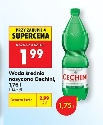 Woda średnio nasycona Cechini promocja w Biedronka