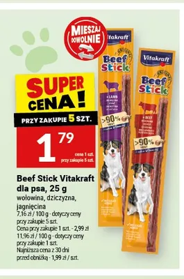 Beef Stick Vitakraft dla psa dziczyzna promocja w Twój Market