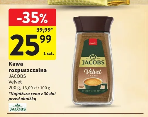 Kawa rozpuszczalna Jacobs Velvet promocja w Intermarche