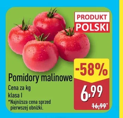 Pomidory malinowe polskie promocja w Aldi