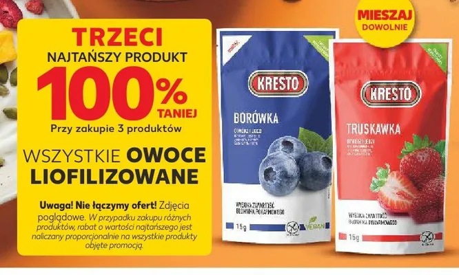 Owoce liofilizowane borówka Kresto promocja w Kaufland