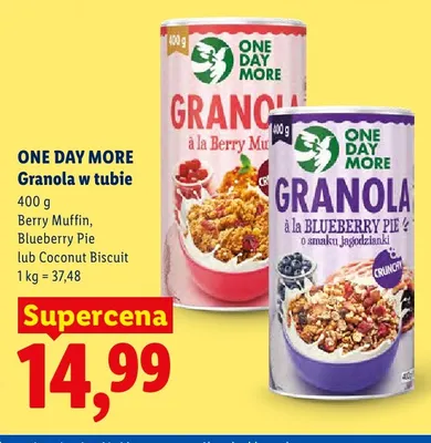 Granola One Day More w tubie Berry Muffin promocja w Lidl