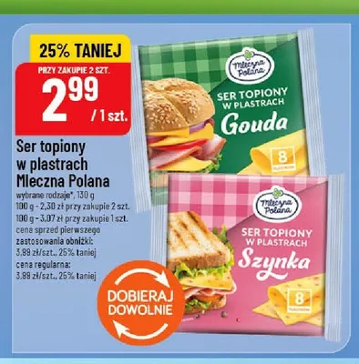 Ser topiony w plastrach Mleczna Polana promocja w POLOmarket
