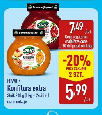 Konfitura extra Łowicz brzoskwiniowa promocja w Aldi