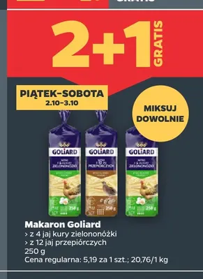Makaron Goliard z 4 jaj kury zielononóżki promocja w Netto