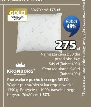 Poduszka z puchu kaczego Kronborg Beito 70x80 cm promocja w Jysk