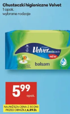 Chusteczki higieniczne Velvet promocja w Delikatesy Centrum