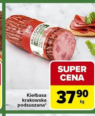 Kiełbasa krakowska podsuszana JBB Bałdyga promocja w Carrefour Express