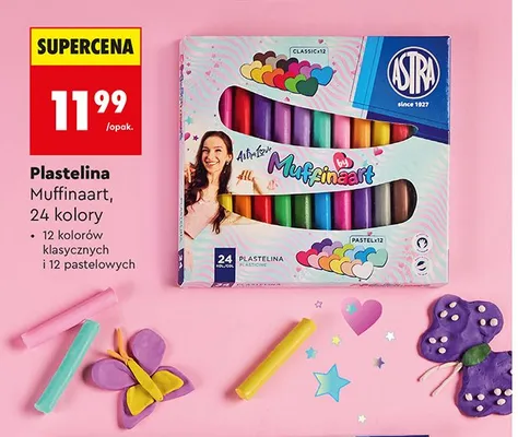 Plastelina Muffinaart Astra 24 kolory promocja w Biedronka