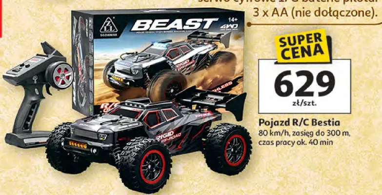 Pojazd R/C Bestia 80 km/h, zasięg do 300 m, czas pracy ok. 40 min promocja w Auchan