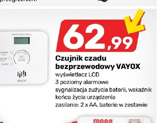 Czujnik czadu bezprzewodowy Vayox promocja w Bricomarche