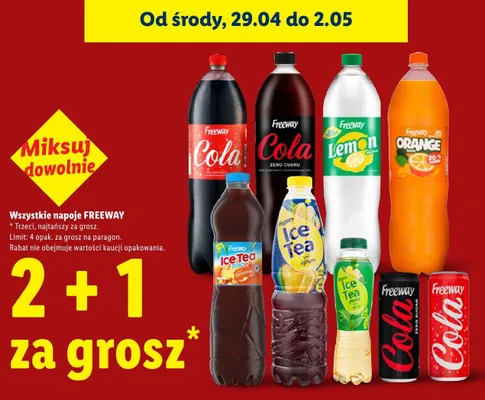 Napój Freeway Cola Zero Sugar puszka promocja w Lidl
