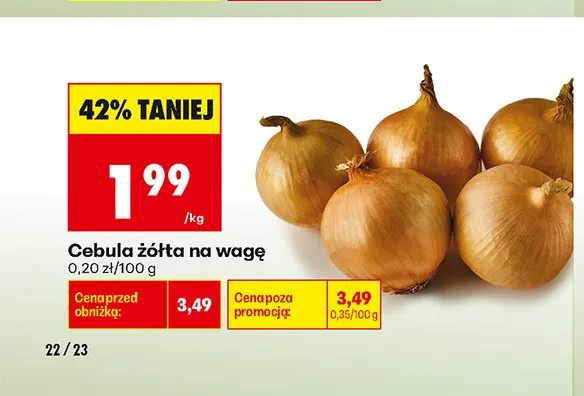 Cebula żółta na wagę promocja w Biedronka