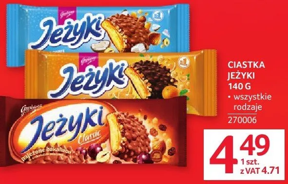 Ciastka Jeżyki 140 g wszystkie rodzaje promocja w Selgros