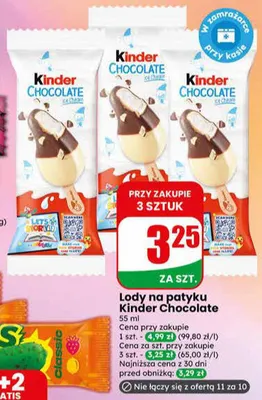 Lody na patyku Kinder Chocolate promocja w Dino