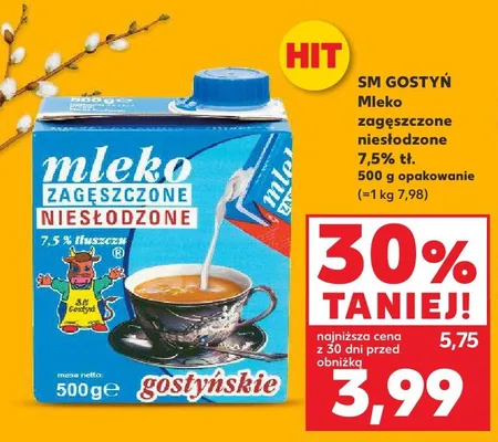 Mleko zagęszczone niesłodzone 7,5% tł. promocja w Kaufland