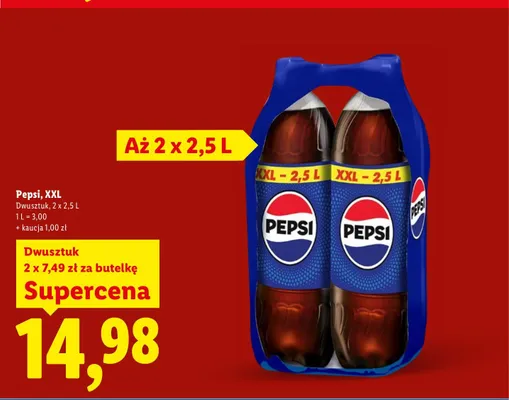 Napój gazowany Pepsi XXL 2-pak promocja w Lidl