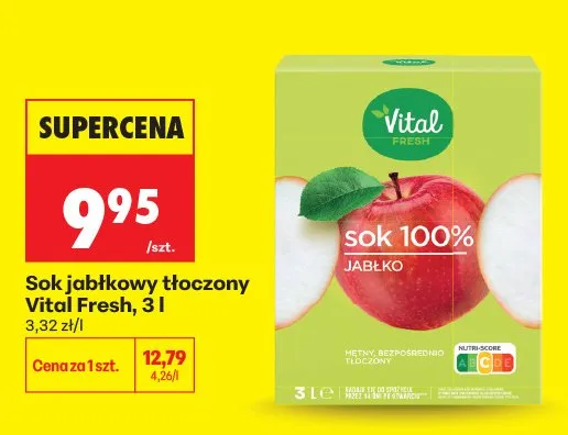 Sok jabłkowy tłoczony Vital Fresh promocja w Biedronka