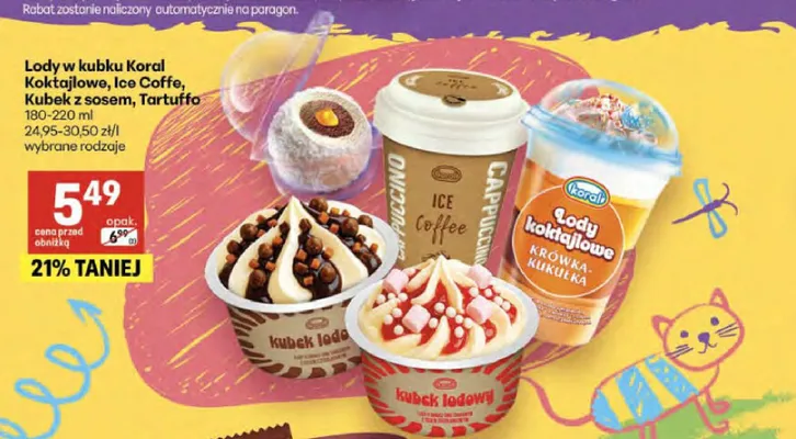 Lody w kubku Koktajlowe promocja w Delikatesy Centrum