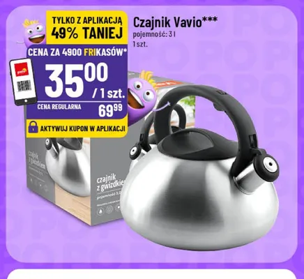 Czajnik z gwizdkiem Vavio 3l promocja w POLOmarket