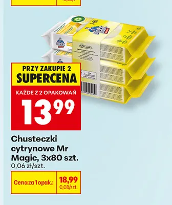 Chusteczki cytrynowe Mr Magic 3-pak promocja w Biedronka