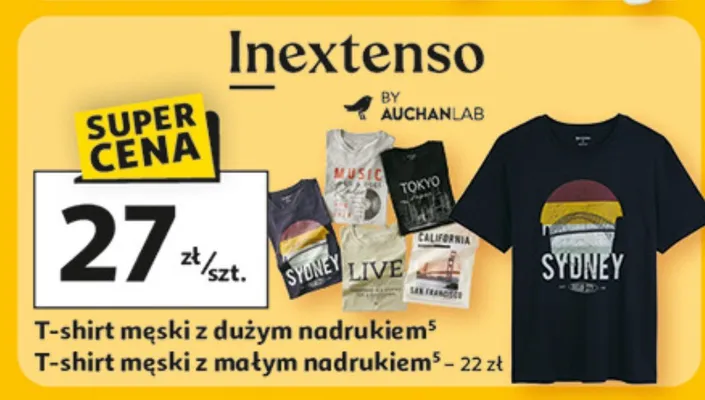 T-shirt męski z dużym nadrukiem promocja w Auchan